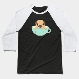 Kawaii Coffee Pug T-Shirt Baseball T-Shirt
